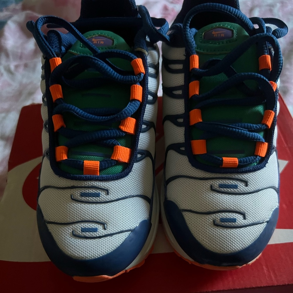 Navy, orange white, and green air max (preschool)